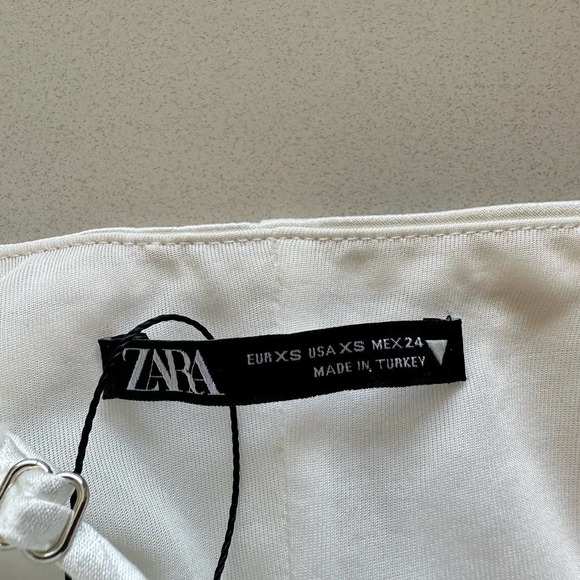ZARA Satin Effect Bustier Bodysuit White Cream Silky Spaghetti Strap Size XS - Picture 5 of 14